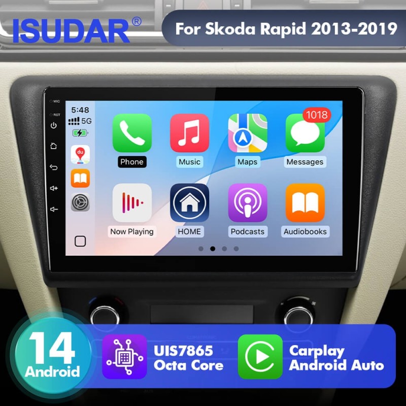 For Skoda Rapid 2013-2019 T75 Upgrade from T72 Android 14 UIS7865 Car Radio