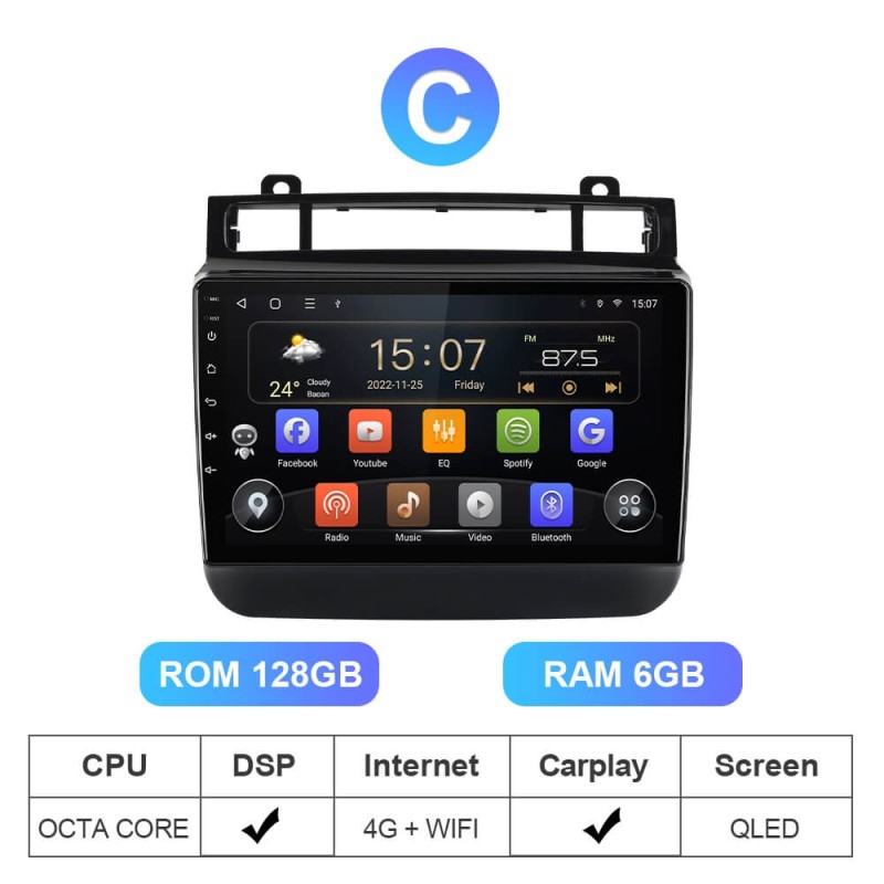 QLED screen Car Radio Multimedia For Volkswagen Touareg FL NF 2010 - 2018