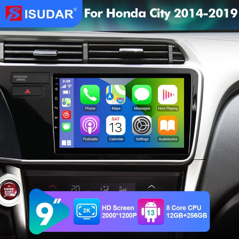 NEW! Android 10-Android 13 QLED Android Auto 9” Car Radio For Honda City 2014-2019