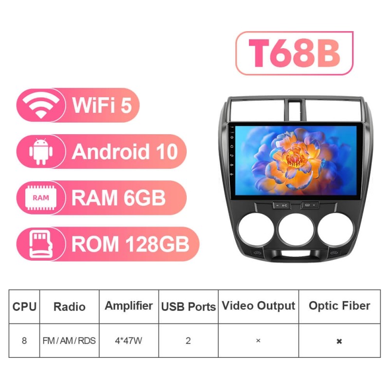 NEW! Android 13 Car Radio For Honda City 2008-2013 Multimedia Video Player Navigation GPS 4G