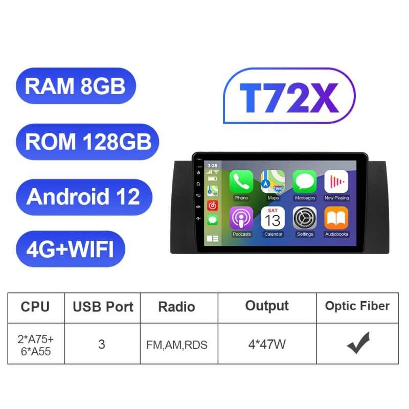 For BMW X5 E53 E39 1995-2006 Car Radio Multimedia Android 12 Player Navigation stereo GPS