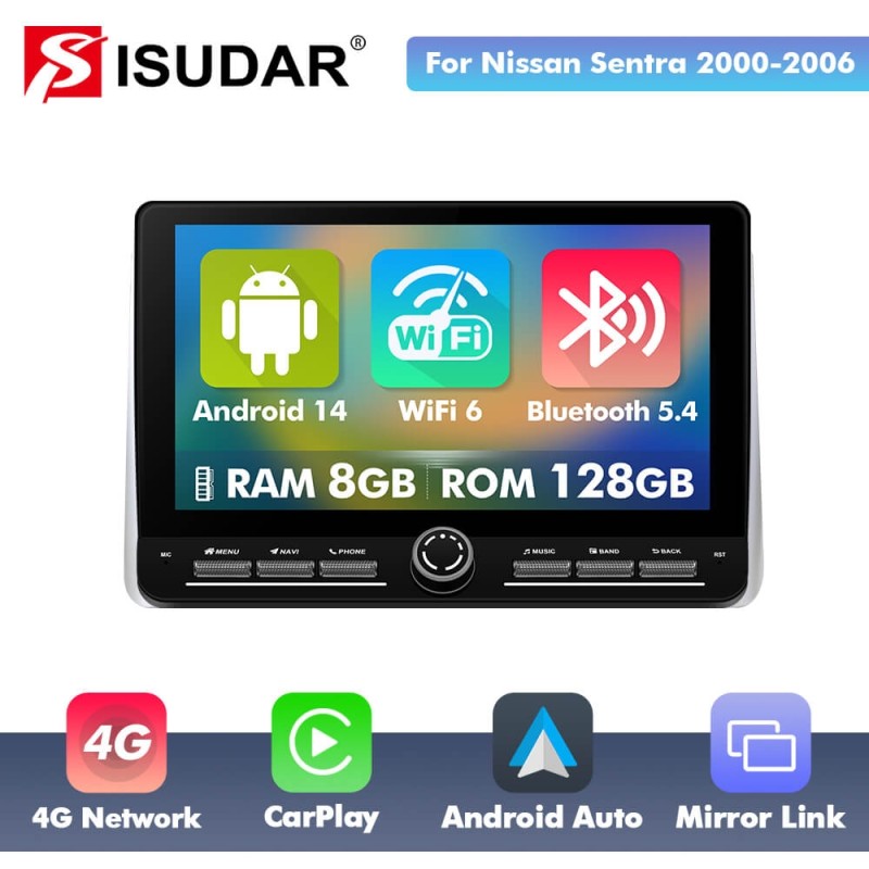 10 inch Android 14 New Design Angle Key 2.0 Touch Screen Car Radio Button Car Stereo For Nissan Sentra 2000-2006