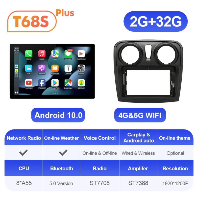 ISUDAR 2K 13.1'' Android 12 Car Radio Player For Renault Logan 2 2012 -2019/ Sandero 2 2014-2019