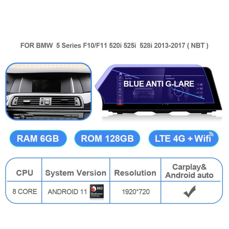 Qualcomm Carplay Car Radio for BMW 5 Series F10 F11 2011-2016 CIC NBT 520i