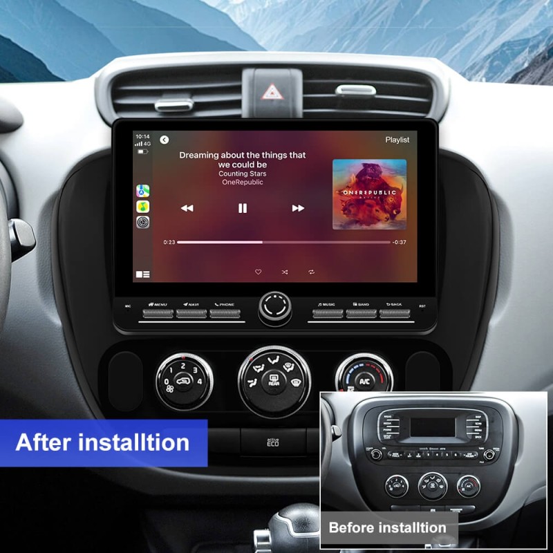 10 inch Android 14 New Design Angle Key 2.0 Touch Screen Car Radio Button Car Stereo For Kia Soul 2014-2019
