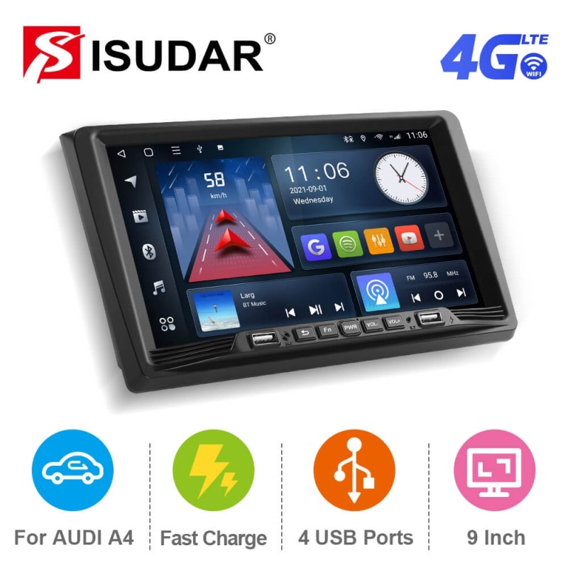 Clearance Sale！ISUDAR Android 10 QLED Car Radio For Audi A4 II 2 B6 III 3 B7 S4 RS4