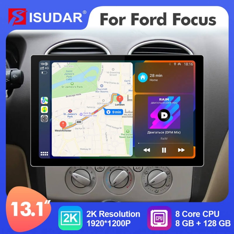 ISUDAR 2K 13.1'' T72/T68 Android 12 Car Multimedia Radio Player For Ford S-Max/Focus/mondeo/C Max