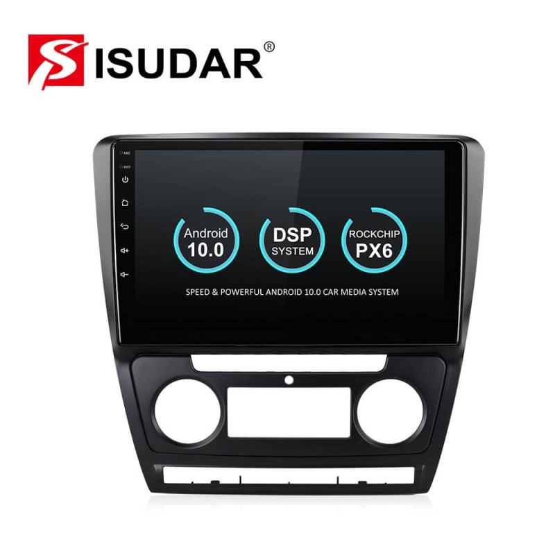 Isudar Voice control PX6 Android 10 Car Radio For Skoda Octavia A5 2009 - 2013