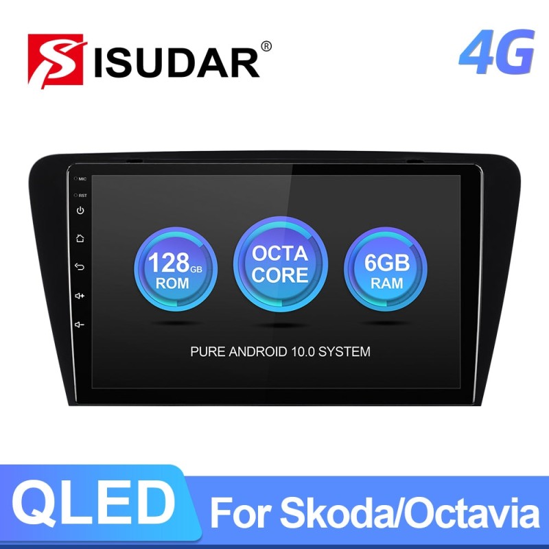 Isudar QLED Android 10 Auto Radio For Skoda Octavia 2014-2017
