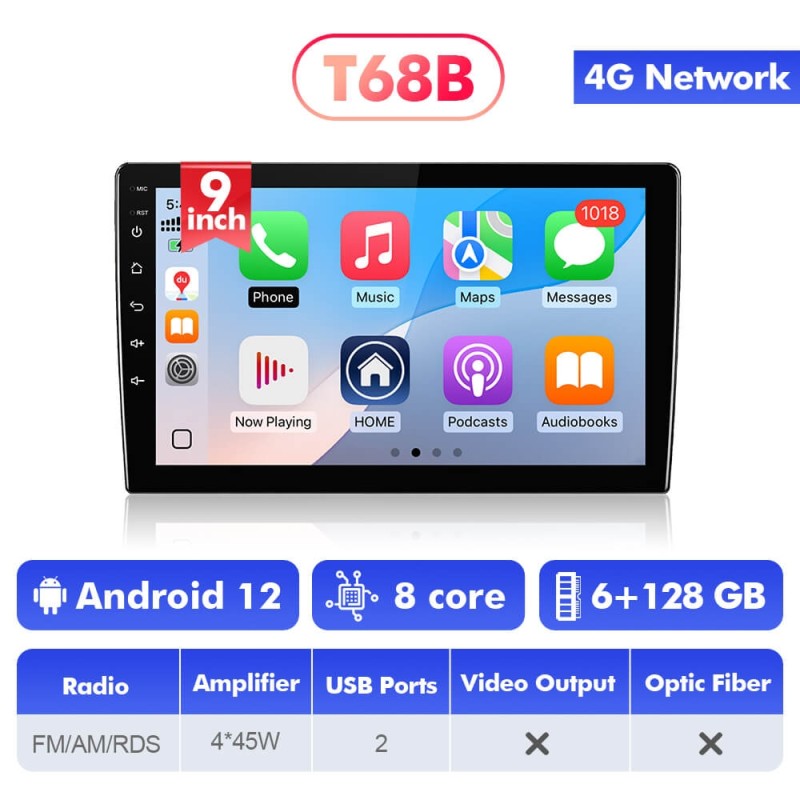 T72/T10s Android 13 universal Car Multimedia 9 inch 10 inch Player Radio Stereo Navigation