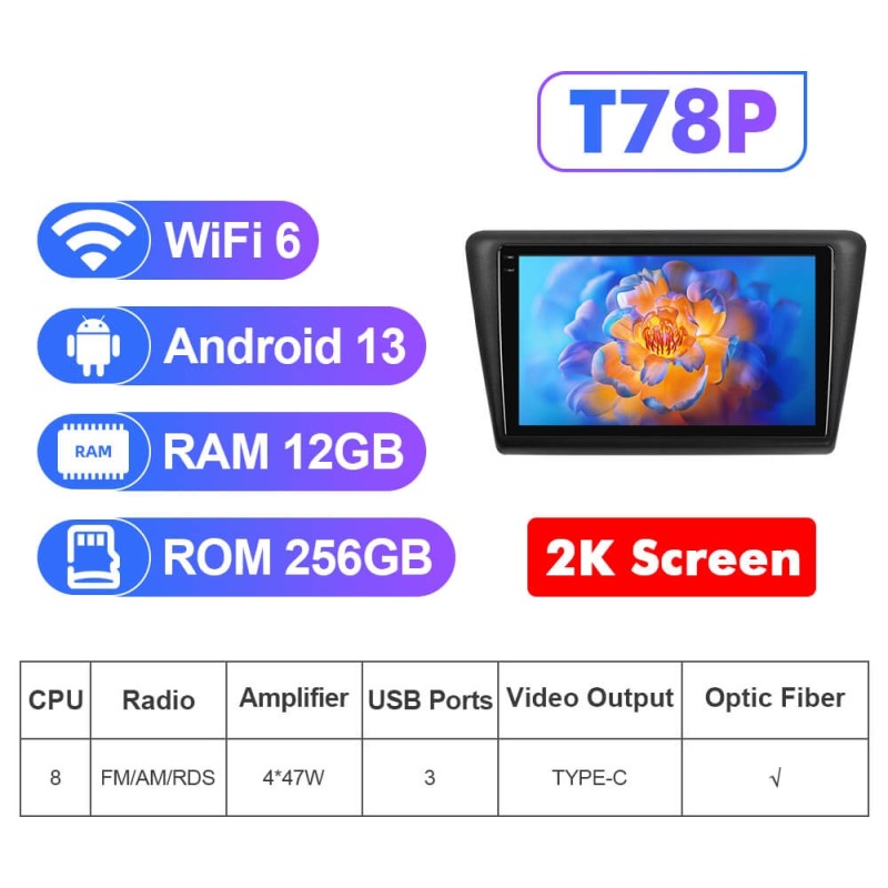 NEW! Android 13 For Volkswagen Skoda Rapid 2013-2019 2K Screen Android Auto 9” Car Radio