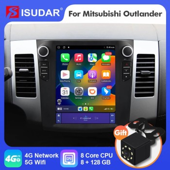 ISUDAR Android 12 Tesla Style Vertical Screen Car Radio for Mitsubishi Outlander XI 2 2008-2011 Multimedia Player