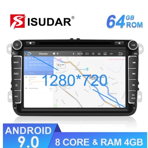 ISUDAR 2 Din HD 1280*720 Auto radio Android 10 Octa core For Skoda/Seat/Volkswagen/Passat