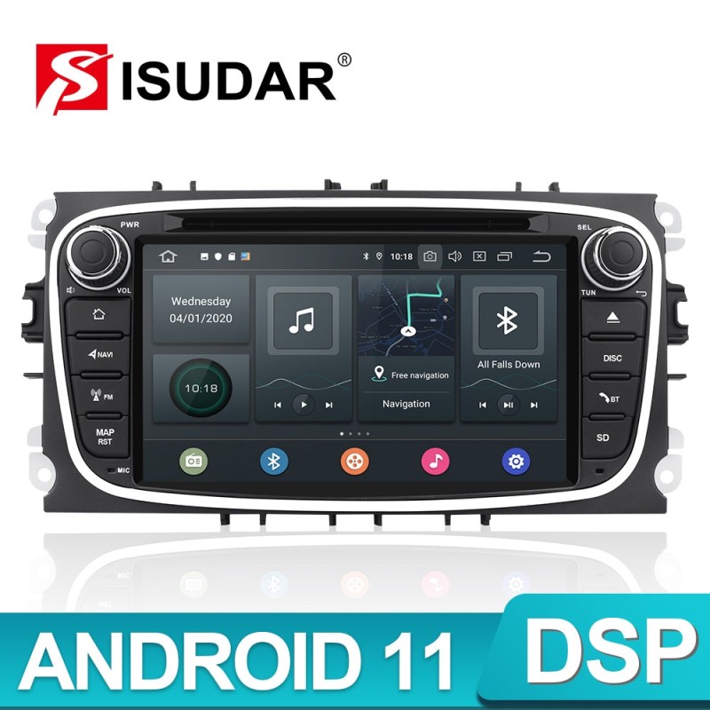 Isudar PX6 Android 11 2 Din Car Radio For FORD/Focus/S-MAX/Mondeo/C-MAX