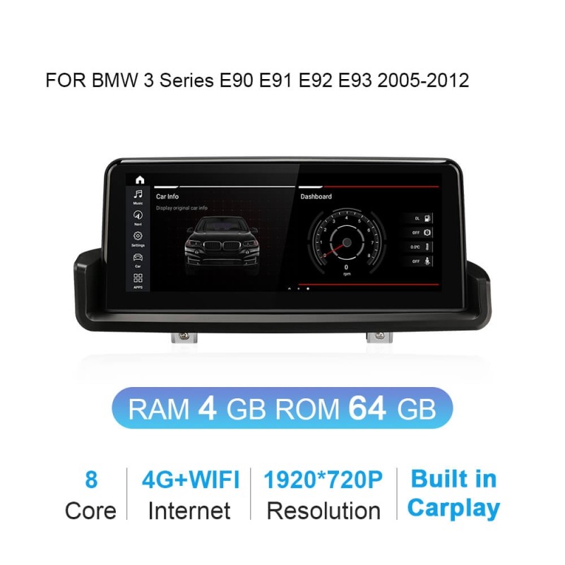 Isudar IPS Screen Idrive Carplay Auto stereo for BMW E90 E91 E92 E93