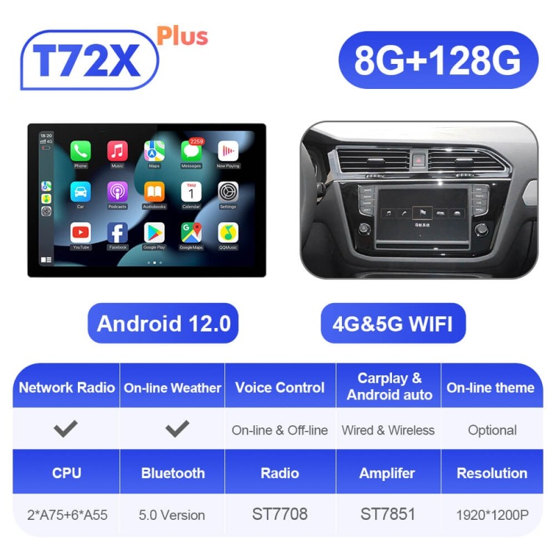 ISUDAR 2K 13.1 Inch Sim Card Android 12 Car Radio For VW/Volkswagen/Tiguan 2017-2019