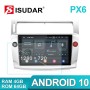 Isudar Voice control PX6 Android 10 1 Din Car Radio For Citroen C4 C-Triomphe C-Quatre 2004-2009