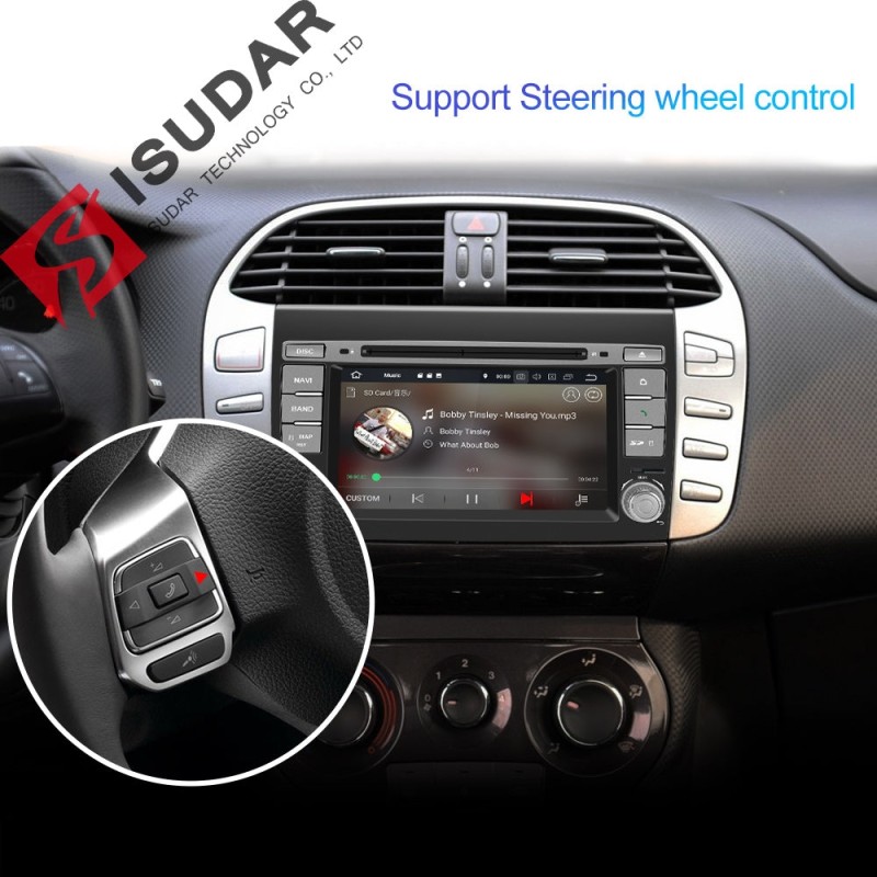 ISUDAR 2 Din Auto radio Android 9 Octa core For Fiat/Bravo 2007-2012