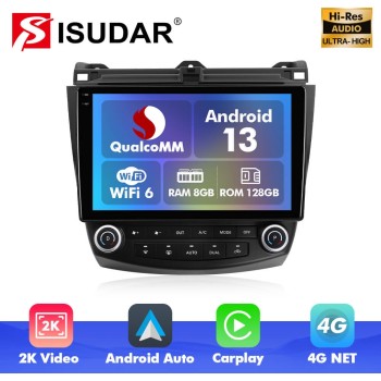 For Honda Accord 7 2003-2007 Q6 Qualcomm Android 13 10.1" screen music car radio DSP ADAU