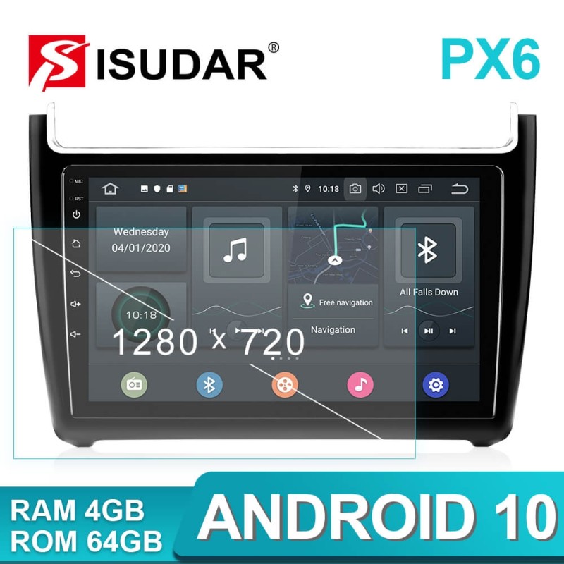 Isudar Voice control 1 Din Android 10 Car Radio For VW/Volkswagen/POLO Sedan 2009-2017