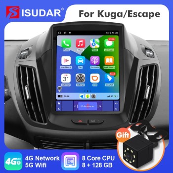 ISUDAR Upgraded Android 12 Car Radio For Ford Kuga 2 Escape 3 C-Max 2012-2019 Multimedia 2 Din Tesla Vertical Screen