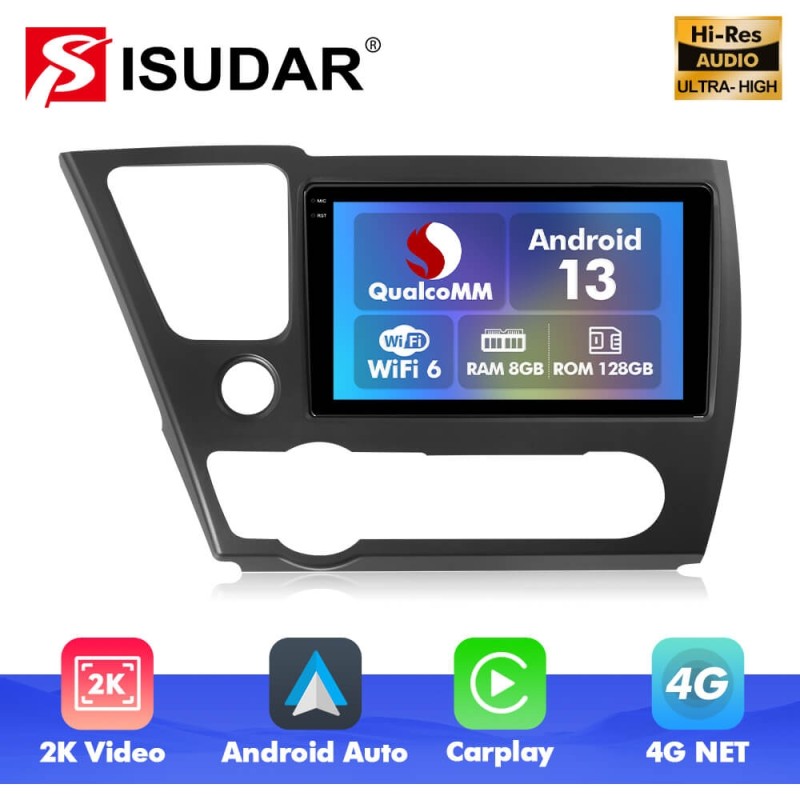 Q6 Qualcomm Android 13 For Honda Civic 2013 2014 2015 2016 9" screen music car radio DSP ADAU