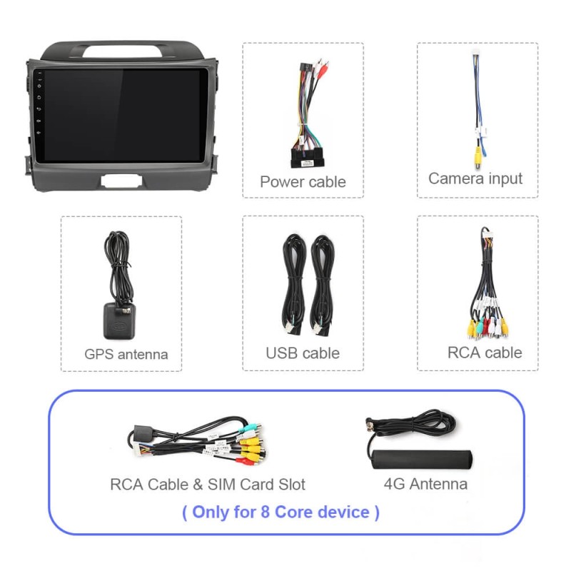 T72 For Kia Sportage 2010-2016 Auto Multimedia Android Car Radio Carplay navigation