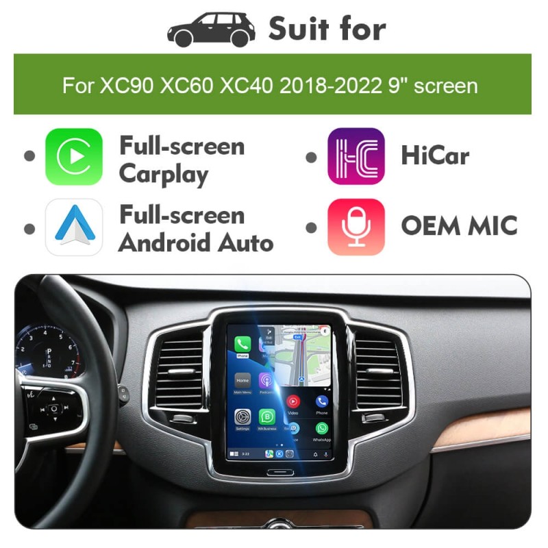 ISUDAR V2 Apple Carplay Kit Module for Sensus upgrade Volvo XC90/XC60/XC40/S90/S60/V60 Full Vertical Screen Seamless Connectivity