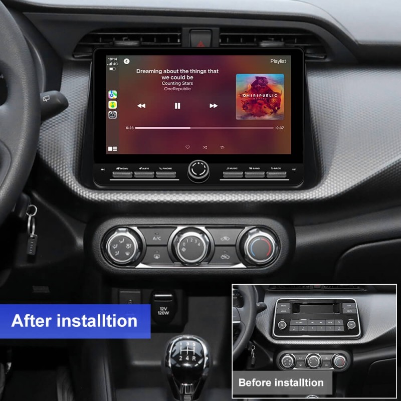 10 inch Android 14 New Design Angle Key 2.0 Touch Screen Car Radio Button Car Stereo For Nissan Kicks Mircra 2016-2020