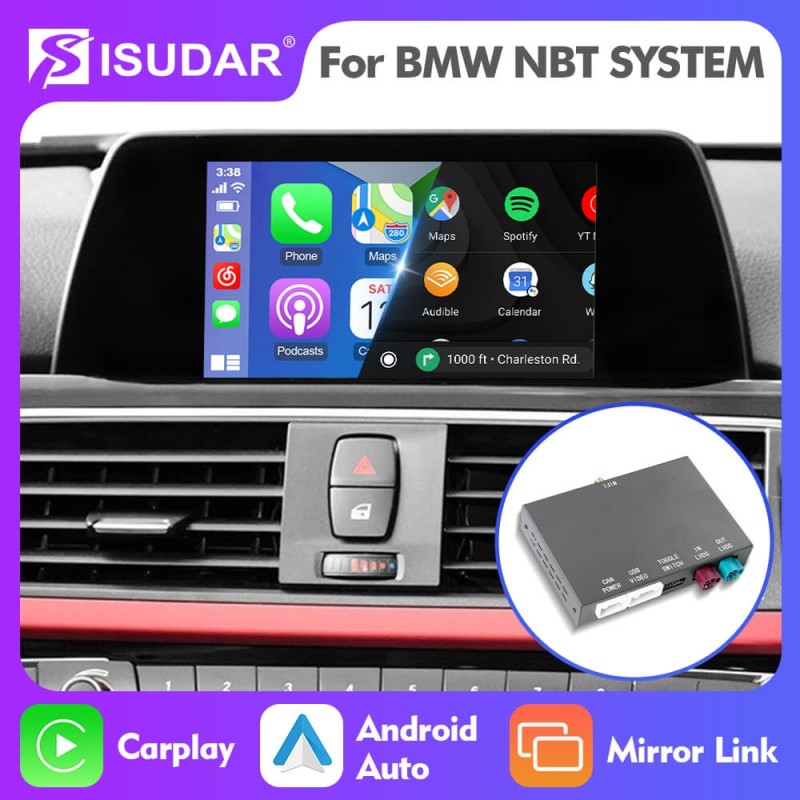 ISUDAR Apple Carplay AA Modem for BMW NBT System 6.5 8.8 10.25inch MINI Cooper F30 F31 F20 F21 F10 F01 X5 E70 X3 F25