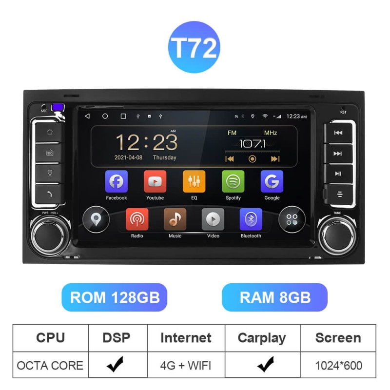 Android 10 Appple carpaly Auto Radio Multimedia For VW/Volkswagen/Touareg/Transporter T5