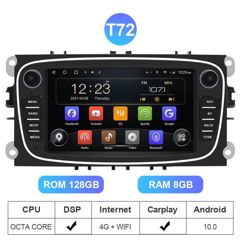 Clearance Sale！Isudar Wireless carplay Android 10 Car Radio For FORD/Focus/S-MAX/Mondeo/C-MAX/Galaxy