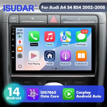 For Audi A4 S4 RS4 2002-2008 T75 Upgrade from T72 Android 14 UIS7865 Car Radio