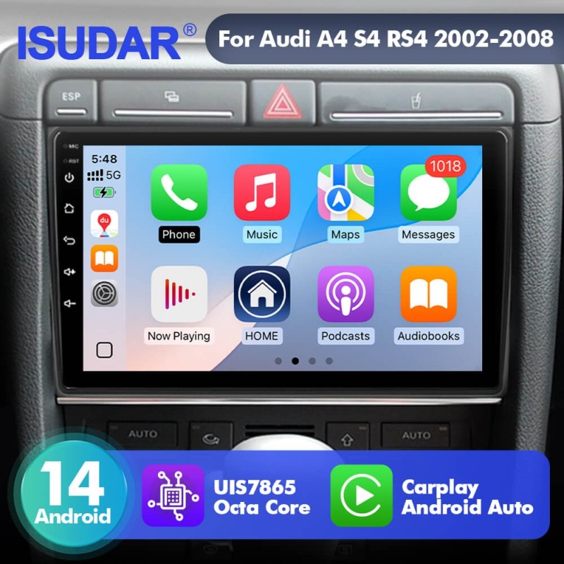 For Audi A4 S4 RS4 2002-2008 T75 Upgrade from T72 Android 14 UIS7865 Car Radio