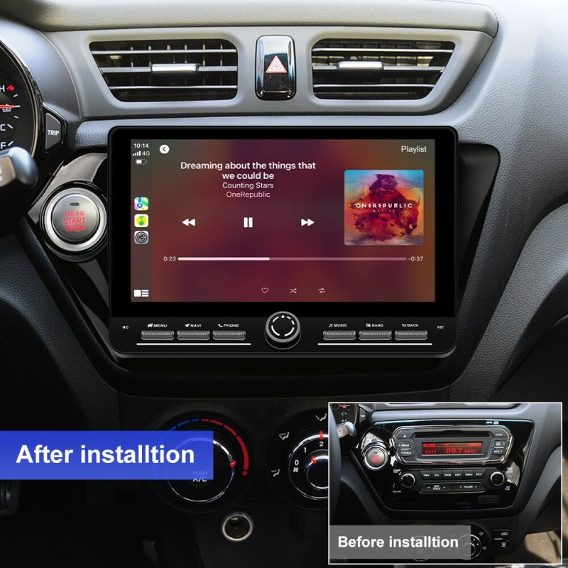 10 inch Android 14 New Design Angle Key 2.0 Touch Screen Car Radio Button Car Stereo For Kia Rio 3 4 2011-2016