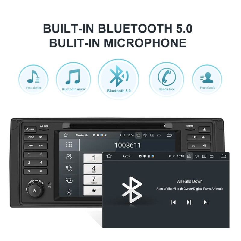 Isudar PX6 Android 11 Hexa Core 1 Din Auto Radio For BMW 5 E39/E53/X5