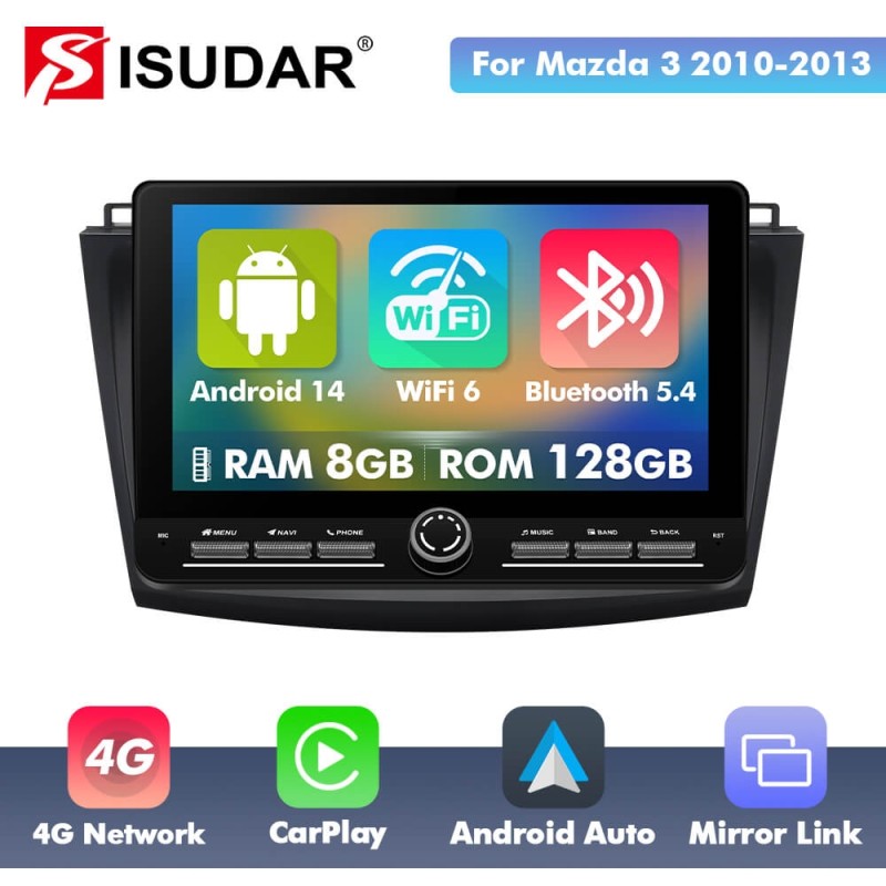 10 inch Android 14 New Design Angle Key 2.0 Touch Screen Car Radio Button Car Stereo For Mazda 3 2010 - 2013