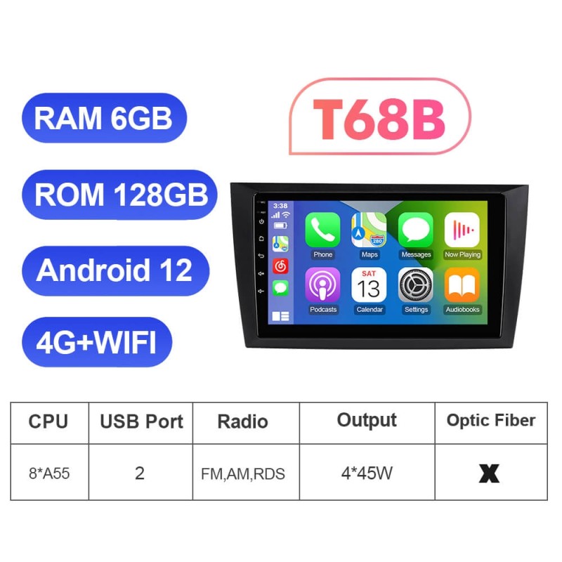 T72 QLED Wireless Carplay 9” Car Radio For Volkswagen VW Golf 6 2008-2016 Multimedia Player