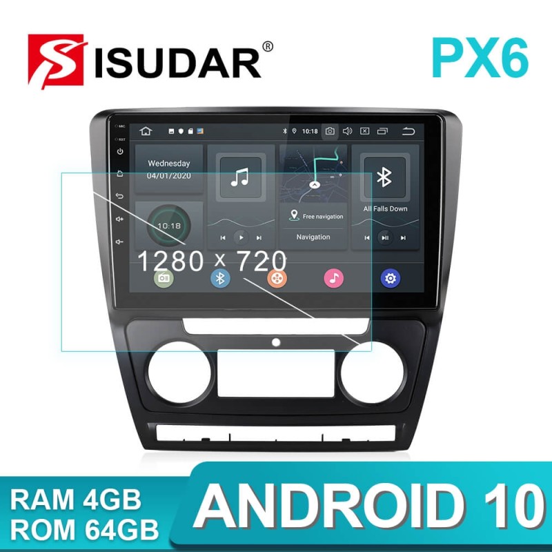 Isudar Voice control PX6 Android 10 Car Radio For Skoda Octavia A5 2009 - 2013