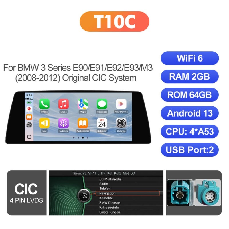 ISUDAR 10.33"Android 13 Car radio For BMW 3 Series E90 E91 E92 E93 M3 2008-2012