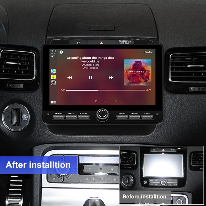 10 inch Android 14 New Design Angle Key 2.0 Touch Screen Car Radio Button Car Stereo For Volkswagen Touareg FL NF 2010 - 2018