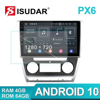Isudar Voice control PX6 Android 10 Car Radio For Skoda Octavia A5 2009 - 2013