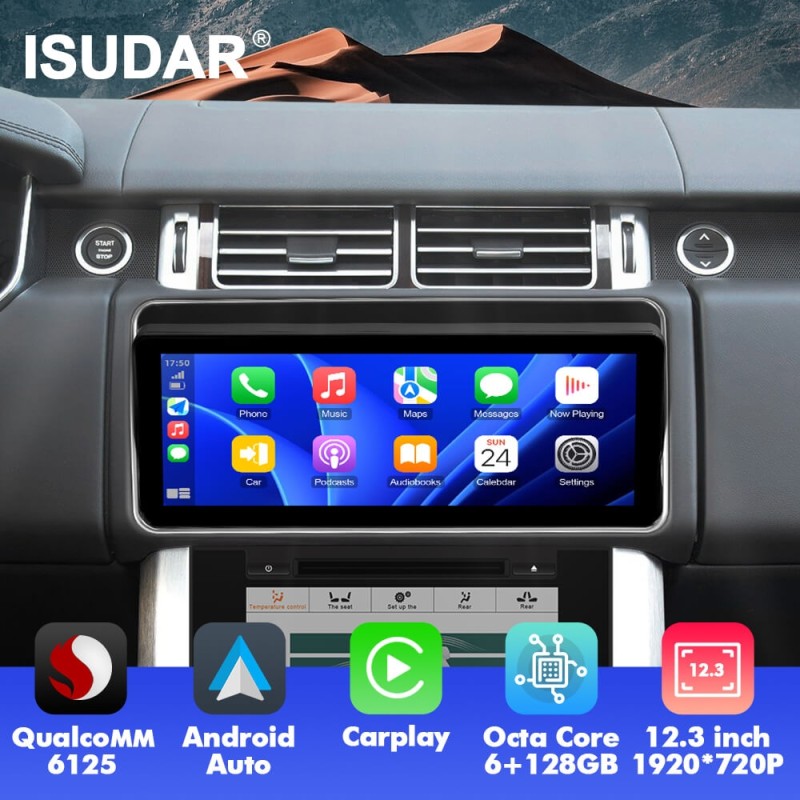 ISUDAR For Range Rover Vogue 2013-2017 Car Radio Rotatable 1920*720P Screen Multimedia Qualcomm 6125 Car head unit stereo